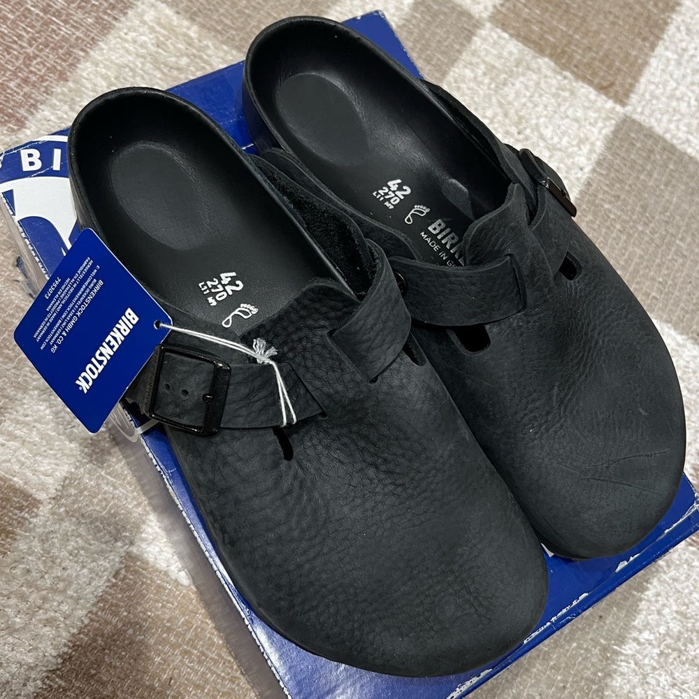 Birkenstock Boston - Black Leather